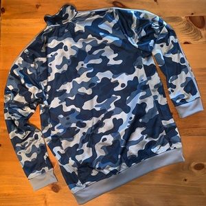 adidas Tops - Unisex Adidas Blue Camo Athletic Jacket/Sweatshirt adidas Tops - Unisex Adidas Blue Camo Athletic Jacket/Sweatshirt